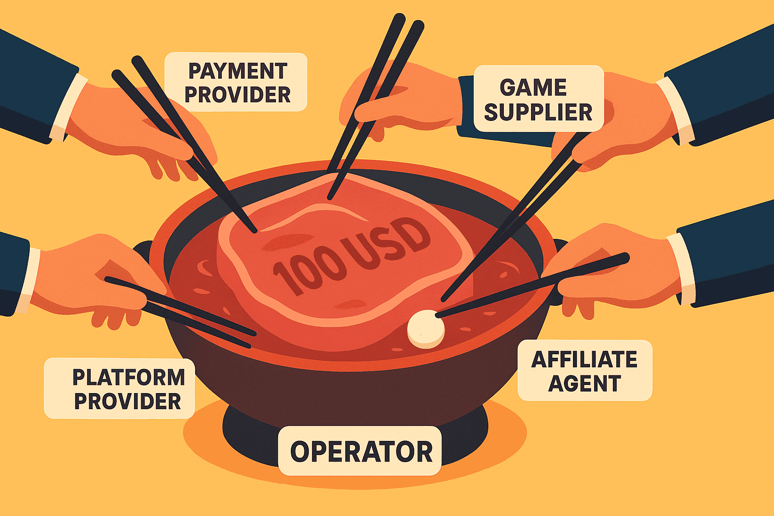 一個玩家儲值 100 美金，到底誰賺走了多少？